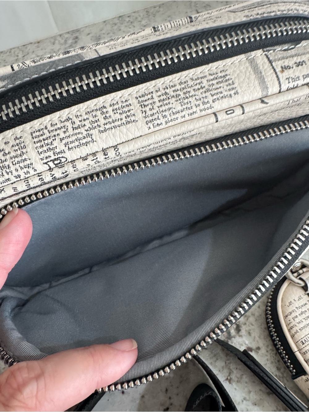 Coach Finlay Newspaper Print Crossbody Bag Double Zip - Picture 6 of 8